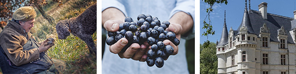 Le Baron de la truffe - ©Chanel Koehl / Raisins du Val de Loire- ©Val de Loire Tourisme / Château d’Azay-le-Rideau - ©Hervé Lewandoski