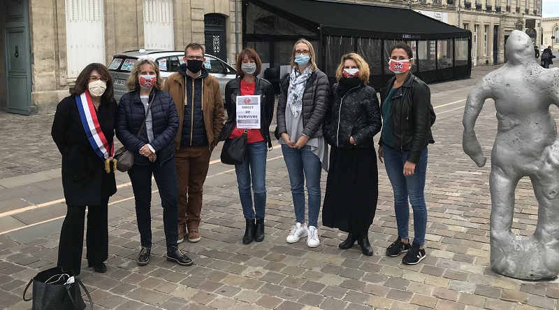 Nahtalie Goulet et des agents de voyages à Caen pour défendre la profession - Compte Twitter de la sénatrice Nathalie Goulet