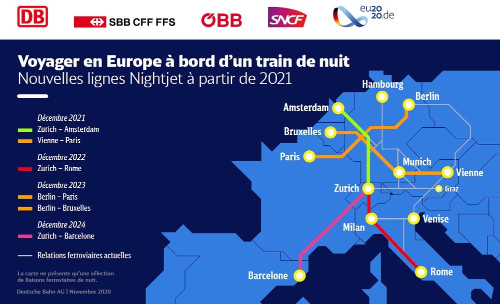 Decouvrez la carte des trains de nuit européens baptisés Nightjet - dr Decouvrez la carte des trains de nuit européens baptisés Nightjet - dr