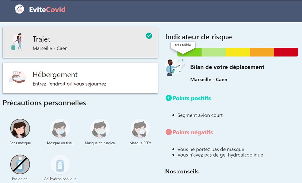 La startup spécialiste de la mobilité The Treep lance "EviteCovid.fr" - Capture écran