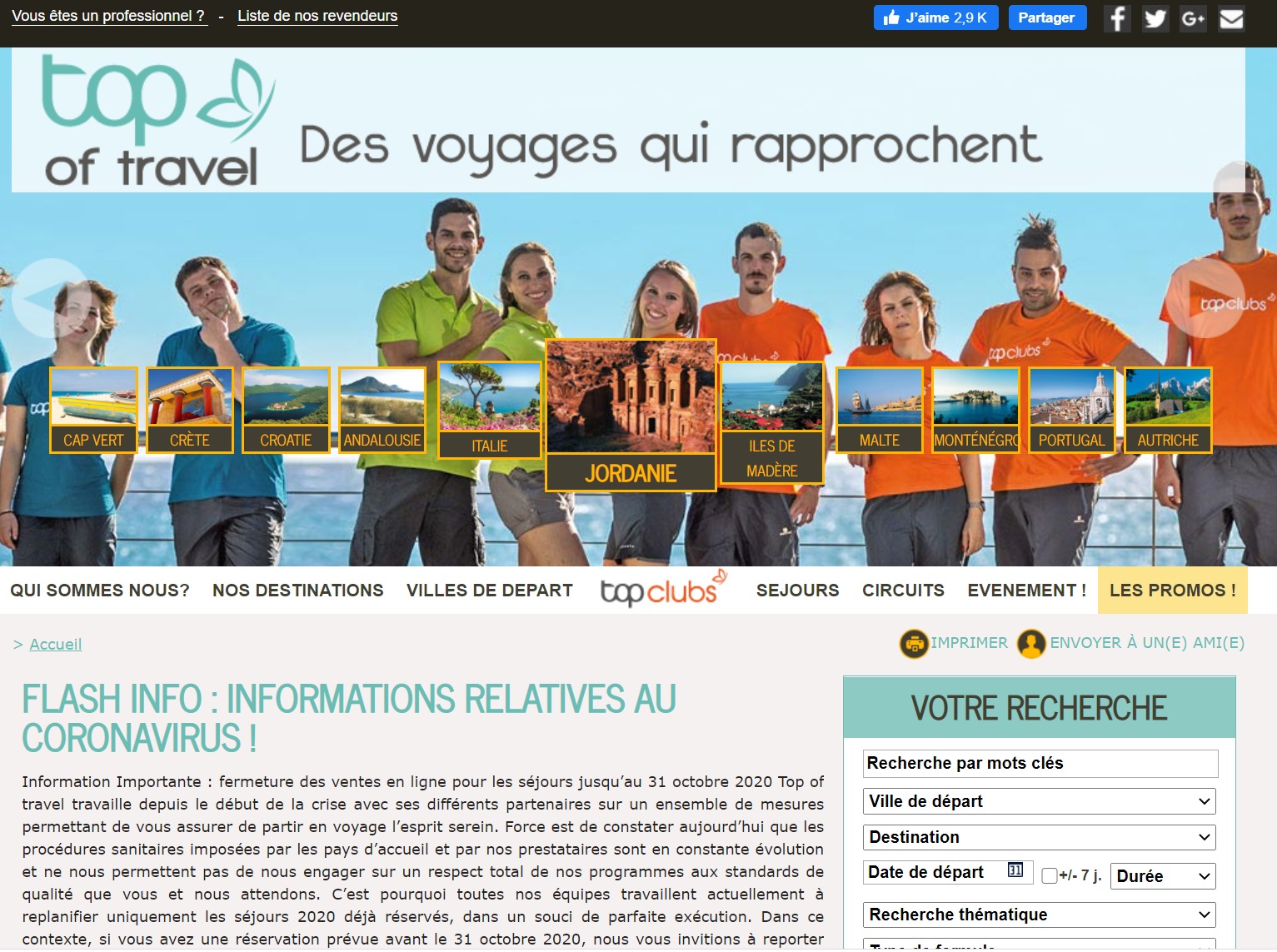 Le site web de Top of travel - DR Le site web de Top of travel - DR