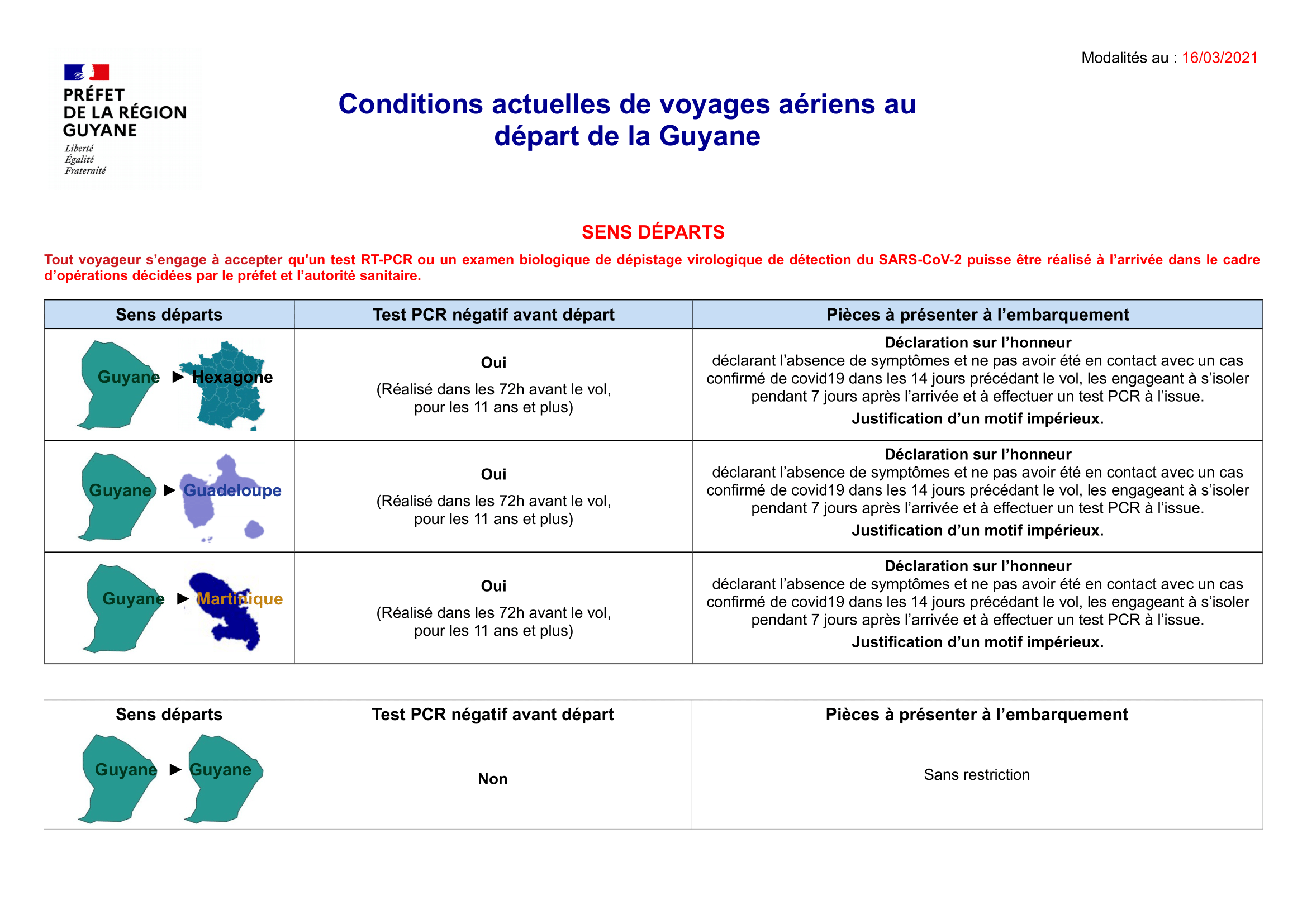 Les conditions de voyages aériens au départ de la Guyane - DR Préfecture Guyane