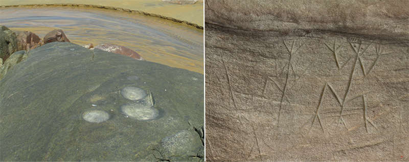© GEK Polissoirs amérindiens sur la plage /  Kourou_roches gravées de la Carapa