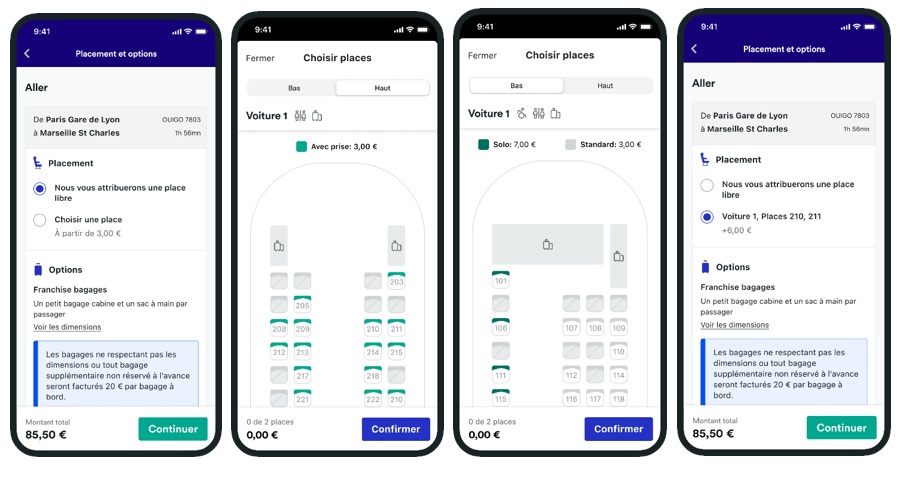 Trainline propose trois nouvelles fonctions : Seat Map (pour choisir son siège), ID Search (pour suivre en temps réel l’avancée d’un train) et Departure Board (pour visualiser tous les trains au départ d'une gare) - DR : Trainline