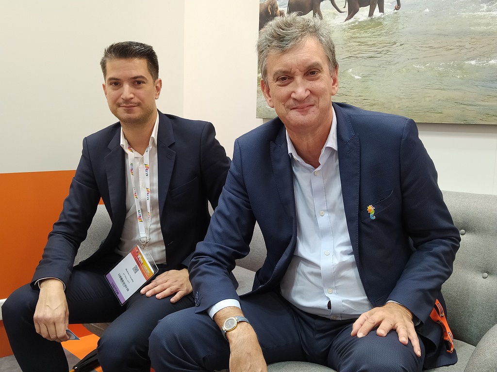 Mathieu Faurie, directeur de l’EPT et Valéry Muggeo, président de la coopérative Sélectour, mercredi 6 octobre 2021, à l’IFTM Top Resa. - CL