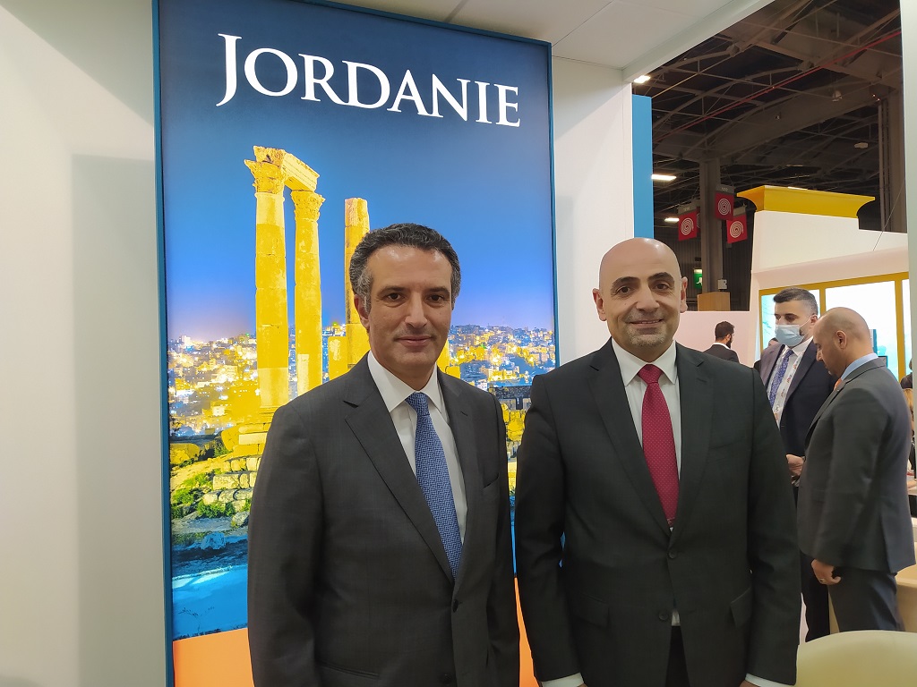 Mr. Nayef Al Fayez, ministre du tourisme et des antiquités de Jordanie et Dr. Abel Al-Razzaq Arabiyat, directeur de l'Office de promotion du tourisme, mardi 5 octobre, à l’IFTM Top Resa, à Paris. - CL