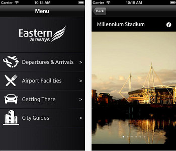 L'application mobile pour iPad et iPhone d'Eastern Airways est disponible gratuitement sur la boutique en ligne d'Apple - Capture d'écran