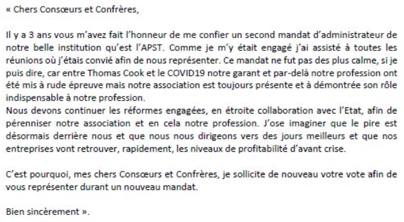 Elections APST, Bertrand Billerey : "Il faut impérativement finir la refonte des statuts..."