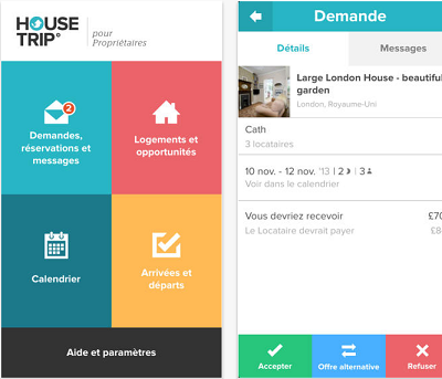 L'application HouseTrip.fr pour les propriétaires est téléchargeable gratuitement sur Apple Store - Captures d'écran