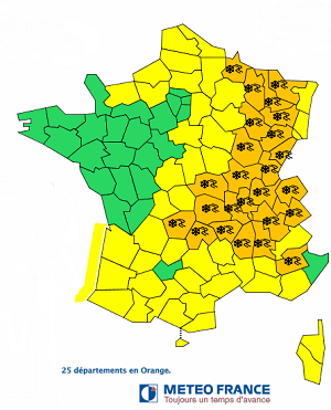 25 départements sont placés en alerte orange à la neige et au verglas par Météo France - DR