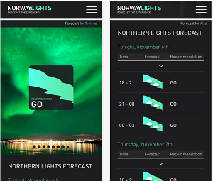 L'application NorwayLights App est téléchargeable gratuitement - Capture d'écran