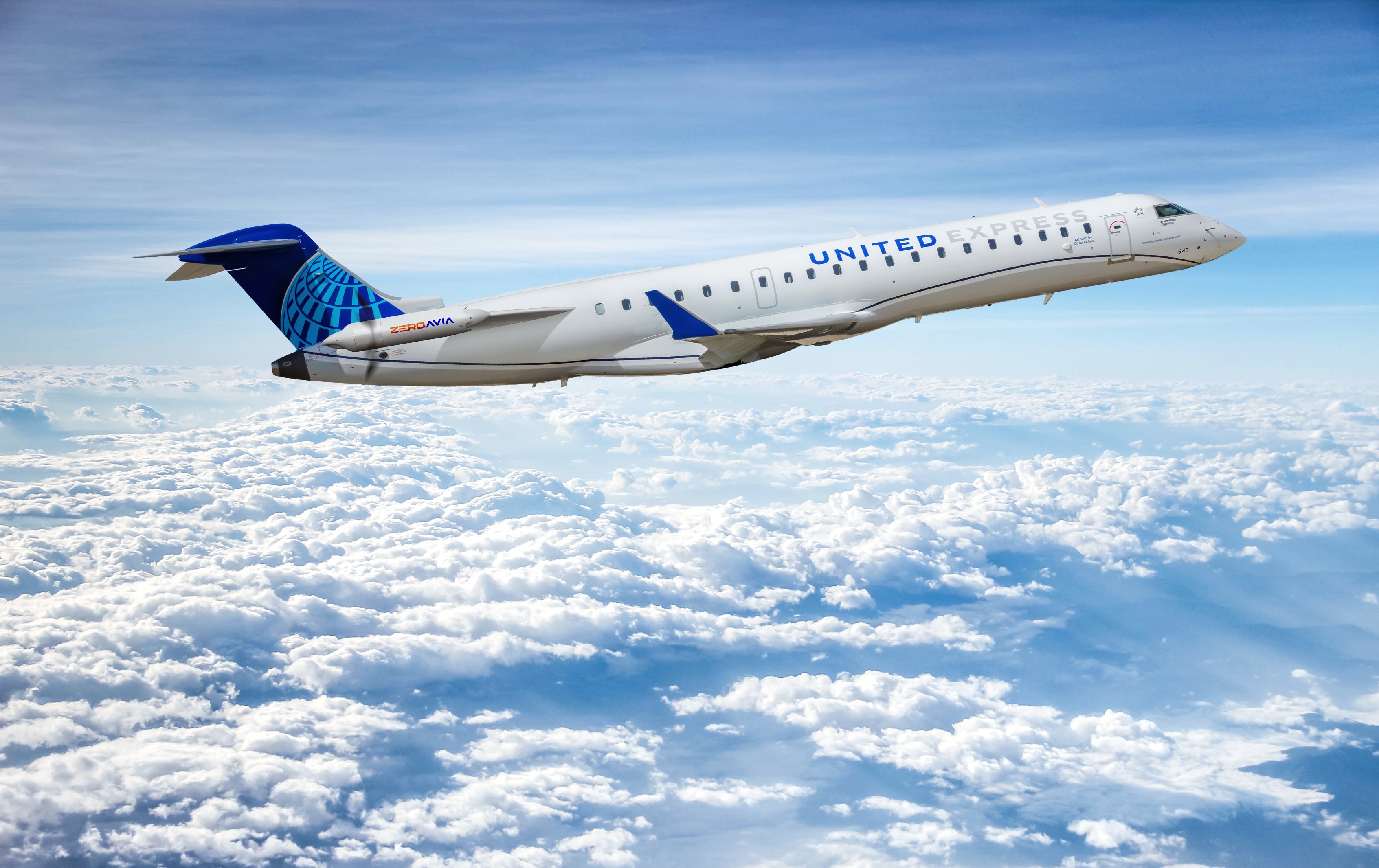 United Airlines a pris une nouvelle prise de participation dans le développeur de moteurs hydrogène-électrique ZeroAvia - Photo UNITED