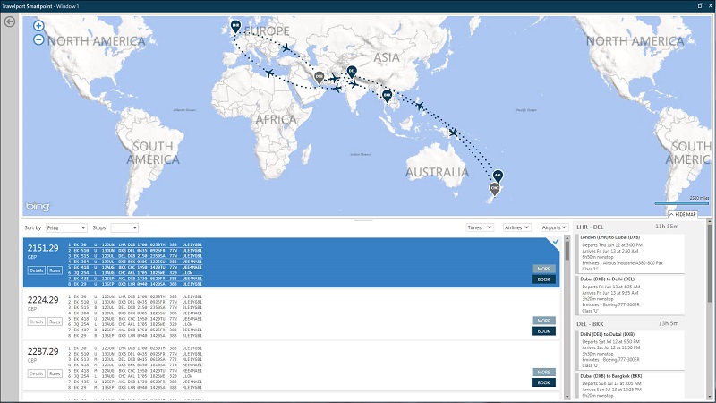 Les améliorations de la plateforme Travelport Smartpoint comprennent des options de cartographie interactives.