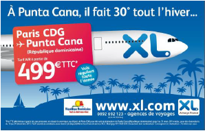 XL Airways met en place une campagne pour assurer la promotion de sa liaison entre Paris-CDG et Punta Cana - DR