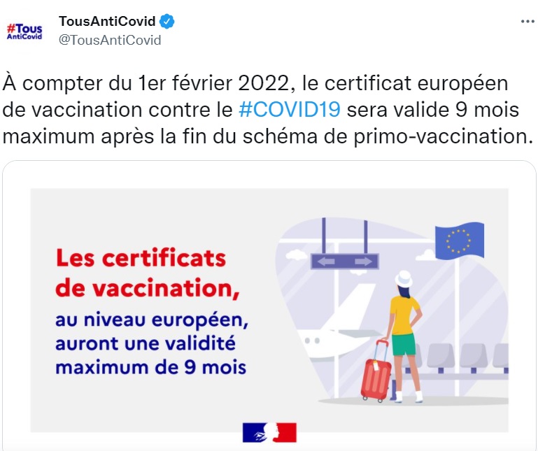 L'Europe a fixé la durée de validité du pass vaccinal à 9 mois - Capture écran
