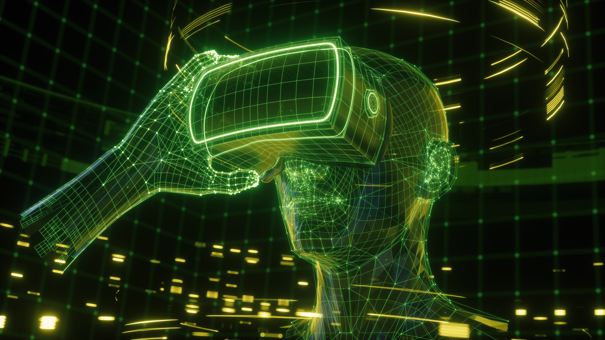 Un monde virtuel où les individus coiffent des casques pour communiquer et vivre leur vie par avatars 3D et réalité augmentée interposés. /crédit DepositPhoto