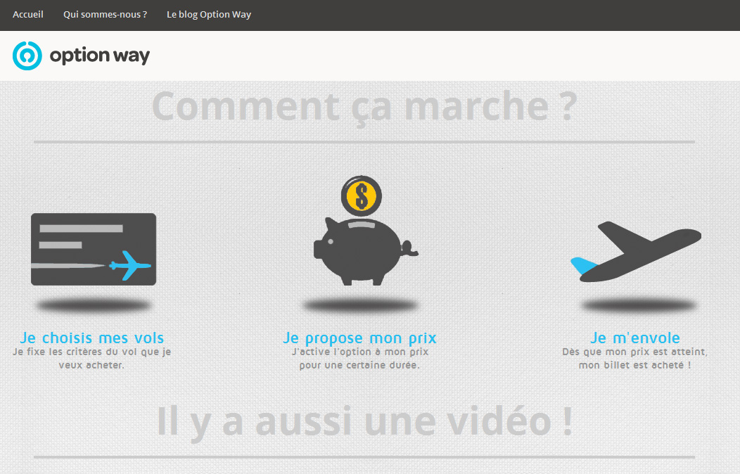 Le site Option Way sera disponible en mars. Le système peut être résumé de la façon suivante : « Je fixe les critères du vol,  je propose mon prix et le m’envole… » - DR