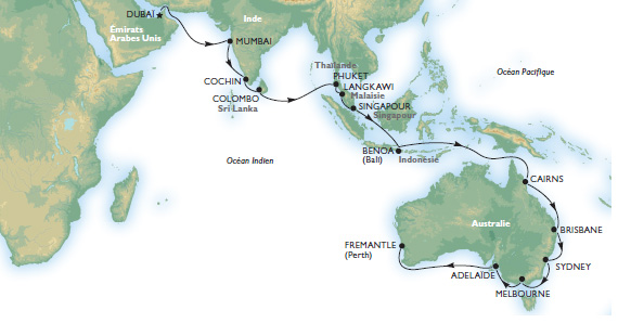 MSC Croisières : 34 jours de croisière entre la Péninsule Arabique et l'Océanie