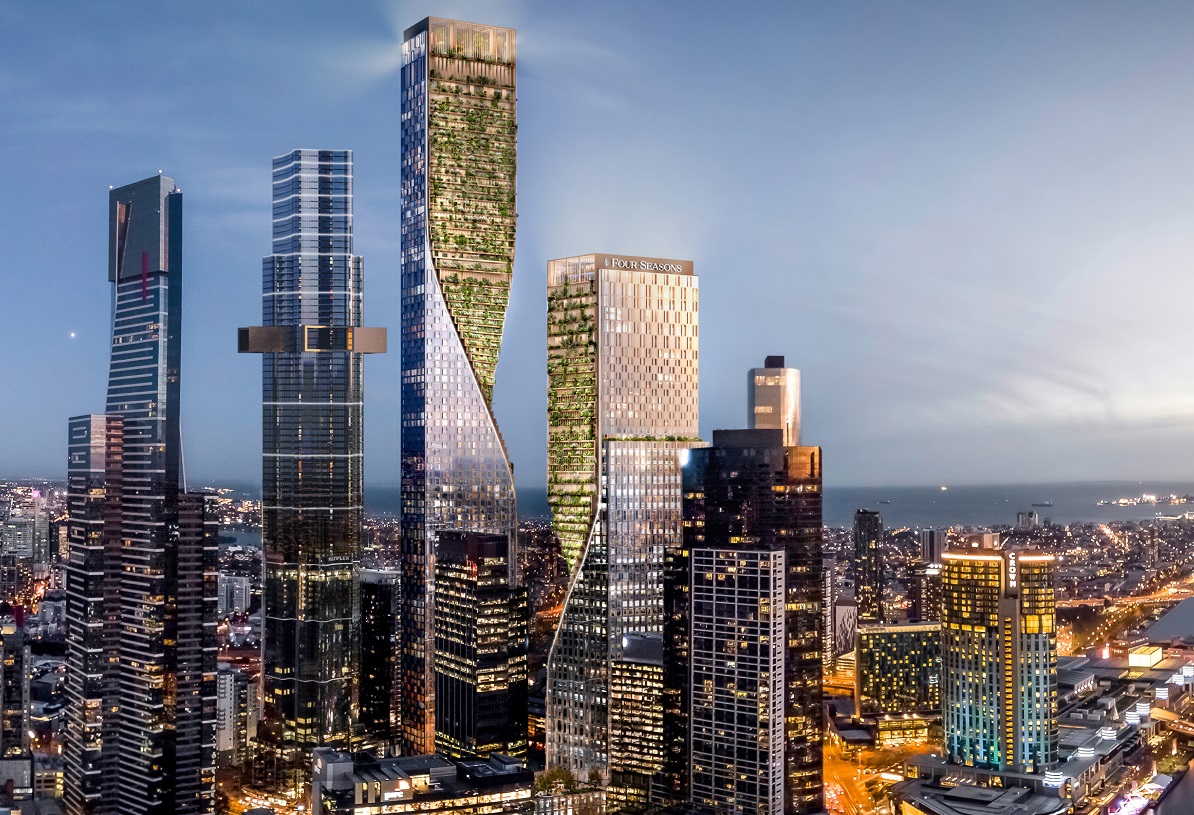 Avec son jardin vertical, l'hôtel STH BNK By Beulah est un projet d'une ampleur sans précédent pour Melbourne. Il serait en passe de devenir la plus haute tour d'Australie  - Crédit photo Four Seasons