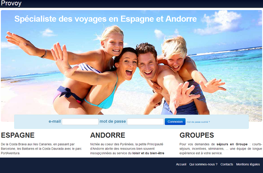Lancé en février 2011, Provoy.fr était un site de réservation d'hébergements en B2B - capture d'écran
