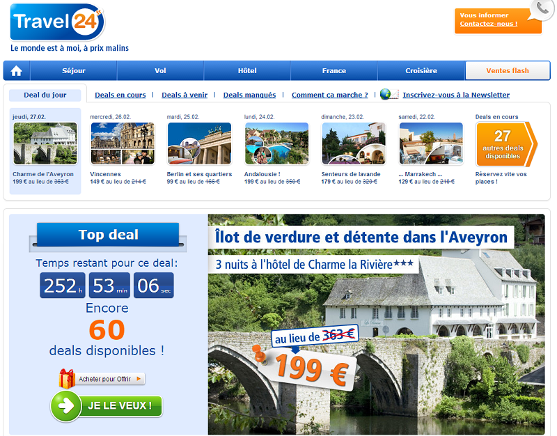 Travel24-Deals.fr est le dernier site lancé par Travel24 France - Capture d'écran