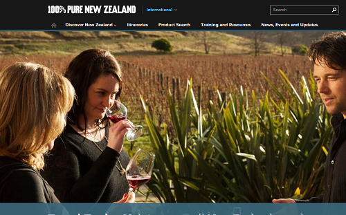 Le nouveau site de Tourisme New Zealand est destiné à devenir la principale source d'informations pour les professionnels du tourisme - Capture d'écran