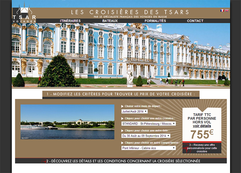 Tsar Voyages dédie un site web aux croisières en Russie