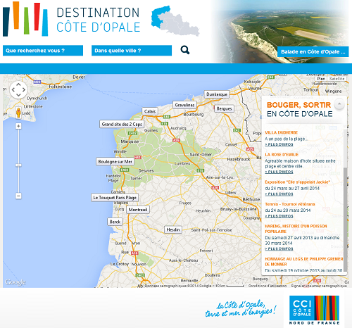 DestinationCotedopale.fr a pour objectif de générer du trafic sur les portails web des professionnels de la destination - Capture d'écran