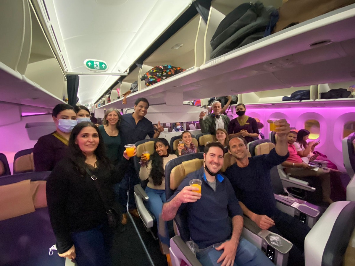 Les 5 professionnels invités ont pu tester la classe Premium Economy de Vistara - DR : SITA