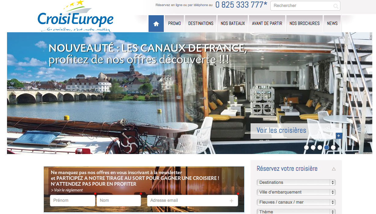 La nouvelle interface de CroisiEurope, plus claire, pour séduire les clients américains. DR