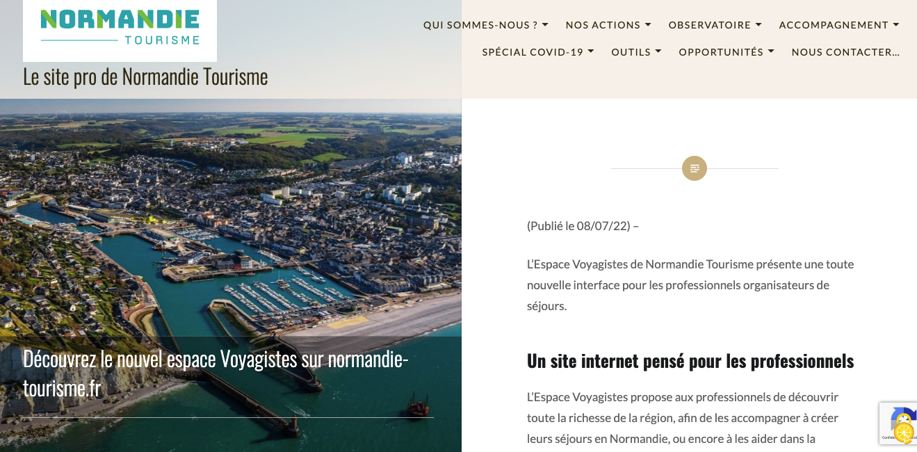 Le site pro du CRT Normandie sert de relais aux offres agrégées par Ty-Win (©DR)