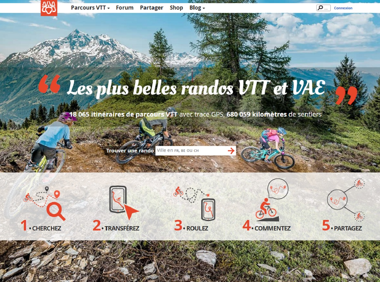 UtagawaVTT est un site communautaire recensant plus de 18 000 randonnées VTT - DR