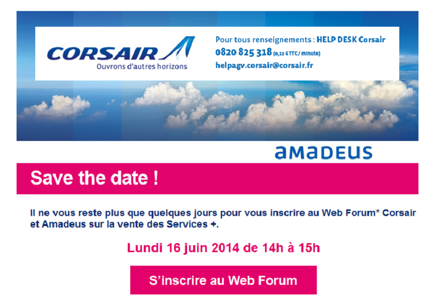 72 agents de voyages ont assisté au Web Forum de Corsair et Amadeus sur les services additionnels - DR