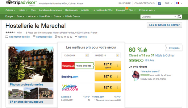 The page of Hostellerie le Marechal on TripAdvisor - Screen Shot
