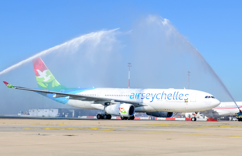 Le baptême du premier vol d'Air Seychelles à Paris, après plus de deux années d'absence. DR