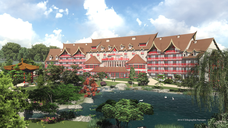 Le nouvel hôtel les Pagodes de Beauval. 2014 © Infographie Paysages Le nouvel hôtel les Pagodes de Beauval. 2014 © Infographie Paysages