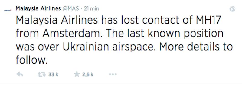 Malaysia Airlines : un Boeing 777 abattu au-dessus de l'Ukraine