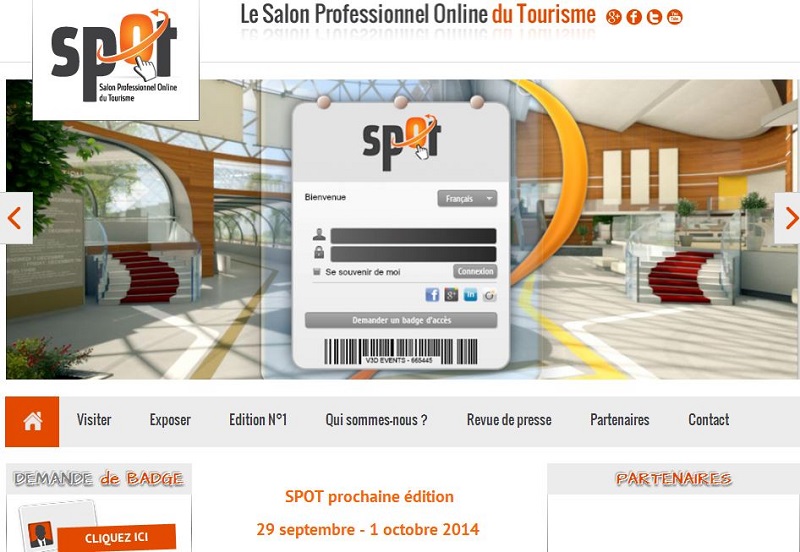 me édition de SPOT (Salon Professionnel Online du Tourisme) se déroulera du 29 septembre au 1er octobre 2014.