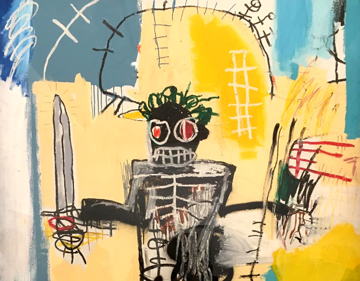 La figure du guerrier est très présente dans les oeuvres (ici, un détail en gros plan) de Basquiat (@PB)
