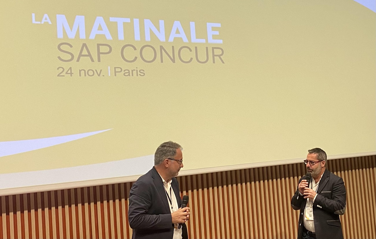 Pierre-Emmanuel Tetaz, DG de SAP Concur (à gauche) et Stéphane Gillet, directeur France, ont insisté sur la volonté des entreprises de se doter d'outis qui les accompagnent à être éco-responsables - DR : LG