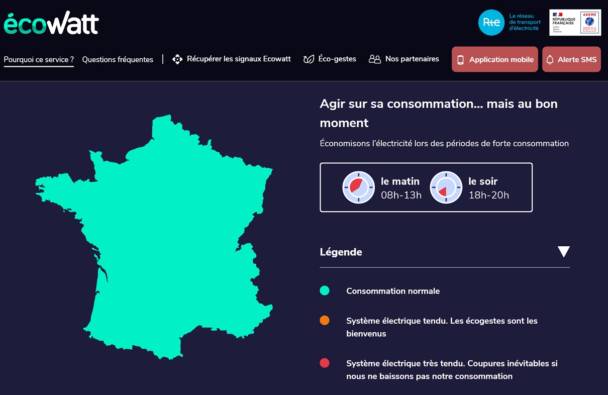 Comment entreprises et particuliers peuvent anticiper d'éventuelles coupures de courant ? Le site Ecowatt permet de suivre la consommation et les alertes - photo DR