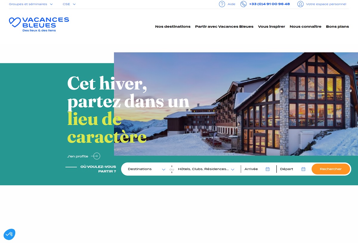 Vacances Bleues a créé une solution responsive et dynamique afin de favoriser le développement des réservations réalisées sur mobile ou tablette - DR : Vacances Bleues