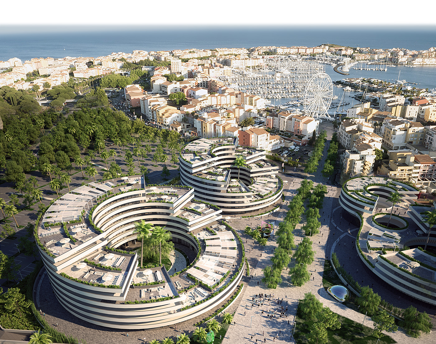 Le complexe Iconic dessiné par Jean-Michel Wilmotte au Cap d'Agde (©JM Wilmotte) Le complexe Iconic dessiné par Jean-Michel Wilmotte au Cap d'Agde (©JM Wilmotte)