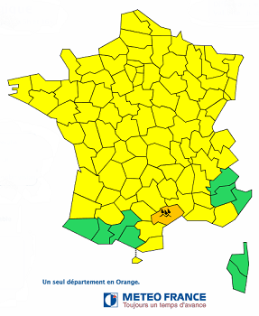 L'Hérault est le seul département placé en vigilance orange par Météo France - DR : Météo France