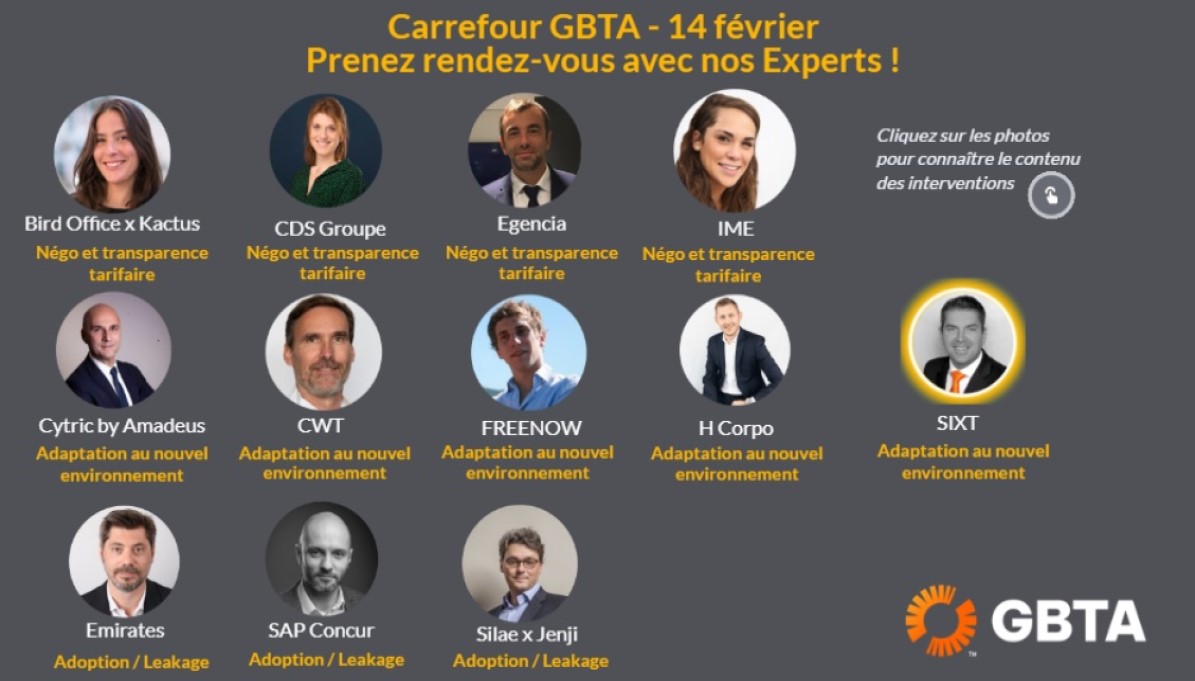 Pas moins de douze experts échangeront avec les membres de GBTA France