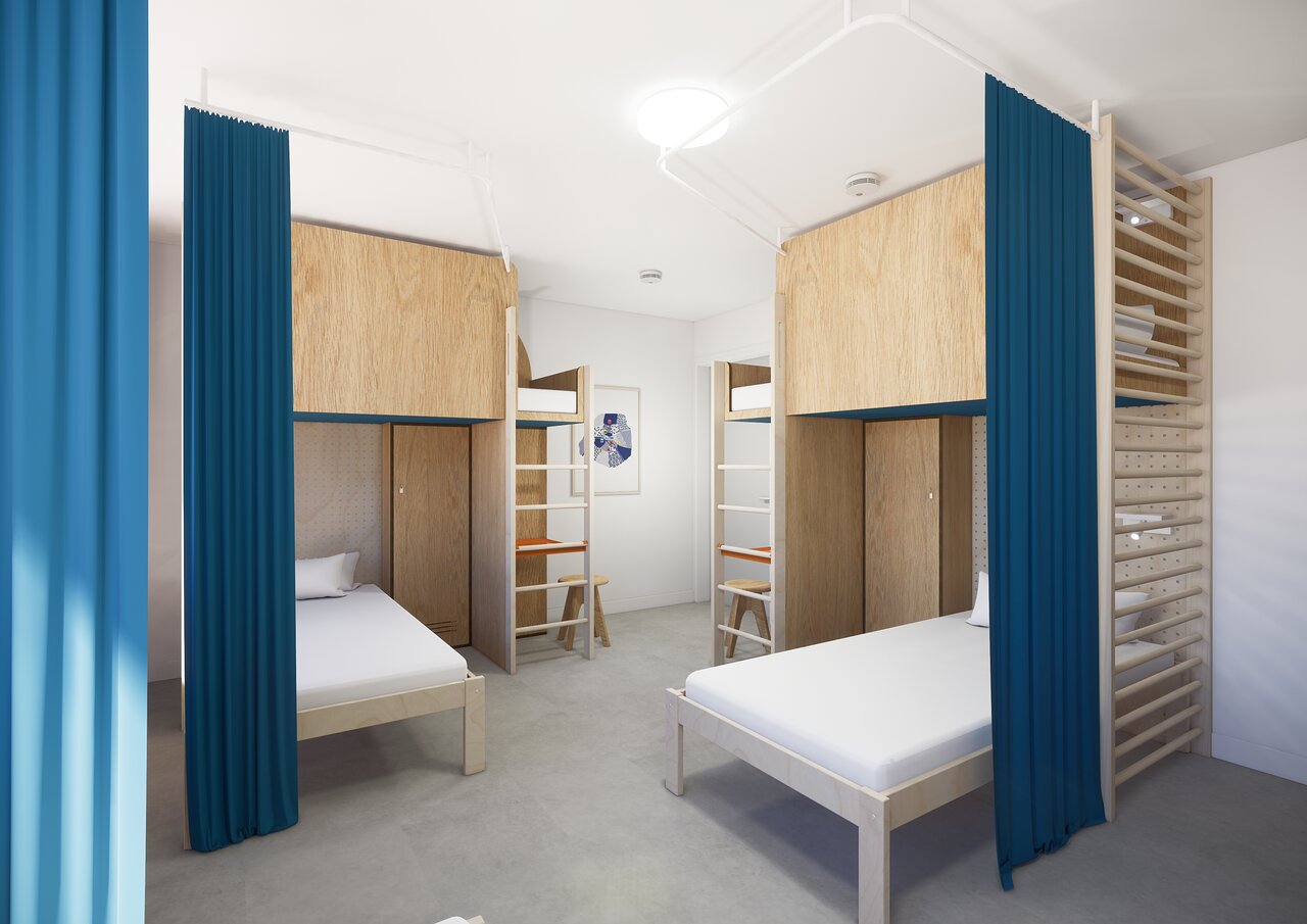 Un dortoir de 6 personnes à l'UCPA Sport Station de Paris (©UCPA)
