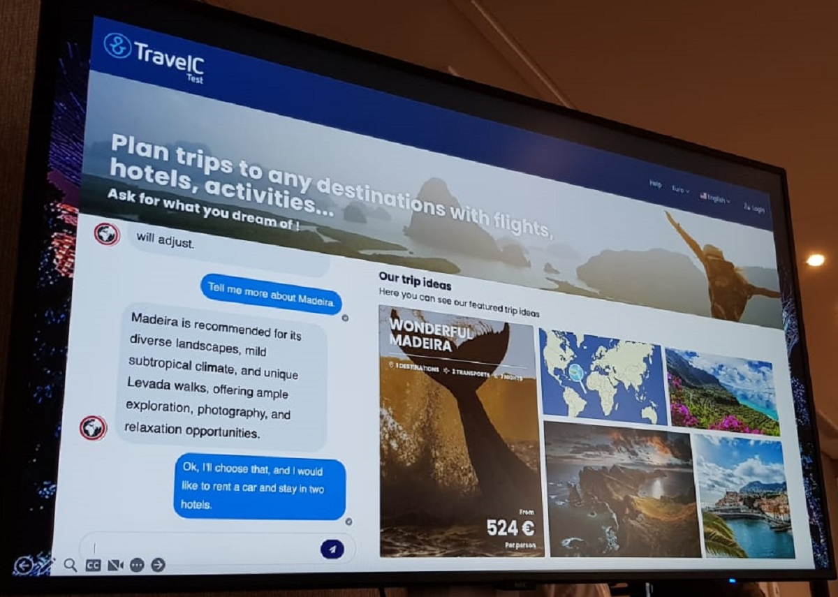 Travel Compositor planche sur un moteur de recherche qui intègre ses bed banks, son offre aérienne, etc., le tout mêlé à de l'intelligence artificielle basée sur ChatGPT, permettant à l'utilisateur d'effectuer une recherche libre - DR : A.B. Travel Compositor planche sur un moteur de recherche qui intègre ses bed banks, son offre aérienne, etc., le tout mêlé à de l'intelligence artificielle basée sur ChatGPT, permettant à l'utilisateur d'effectuer une recherche libre - DR : A.B.