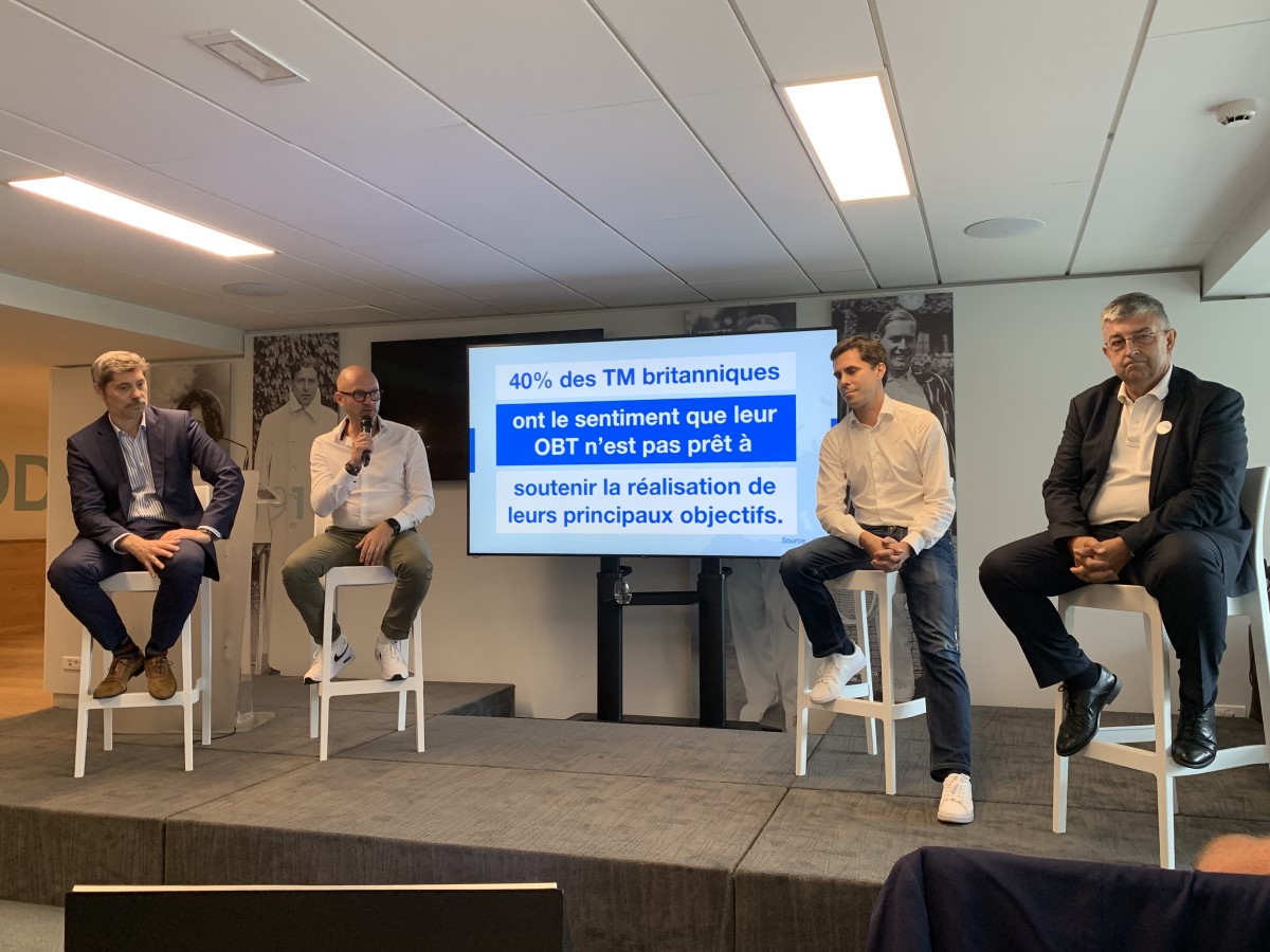 De gauche à droite, Bertrand Flory (Emirates), Guillaume Ridolfi (SAP Concur), Bruno Jacquemin-Sablon (CWT) et Claude Lelièvre (AFTM). ©David Savary De gauche à droite, Bertrand Flory (Emirates), Guillaume Ridolfi (SAP Concur), Bruno Jacquemin-Sablon (CWT) et Claude Lelièvre (AFTM). ©David Savary