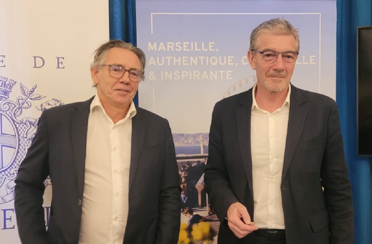 Laurent Lhardit, le nouveau président délégué de l’Office de Tourisme, des Loisirs et des Congrès de Marseille, aux côtés de Maxime Tissot, le directeur général de l'OT - DR : A.B.