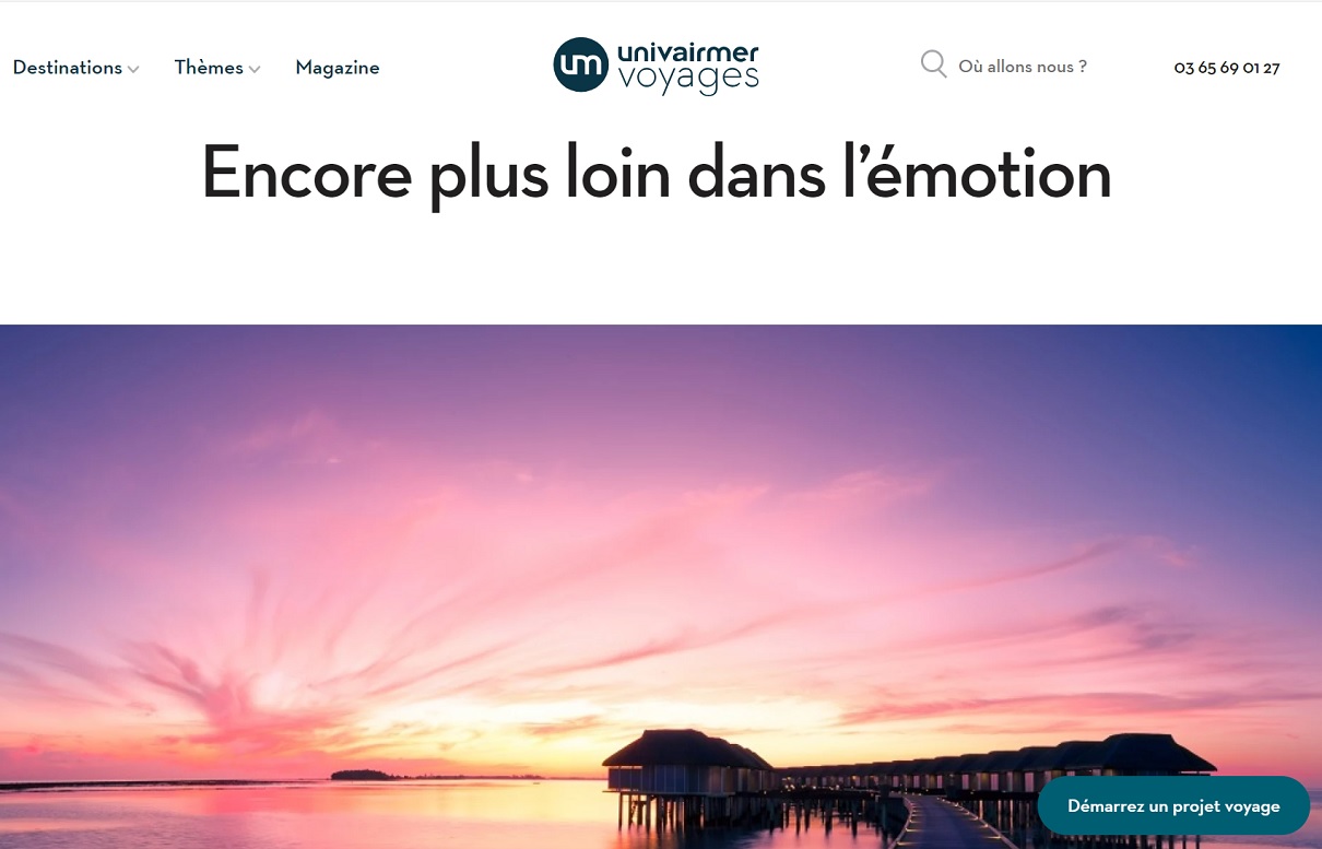 Le nouveau site web d'Univairmer - Capture écran